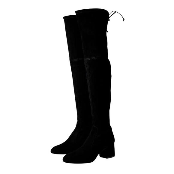 Stuart Weitzman Womens Flareland Tall Suede Boots US 8B EU 38-39 Black NIB - Picture 2 of 13
